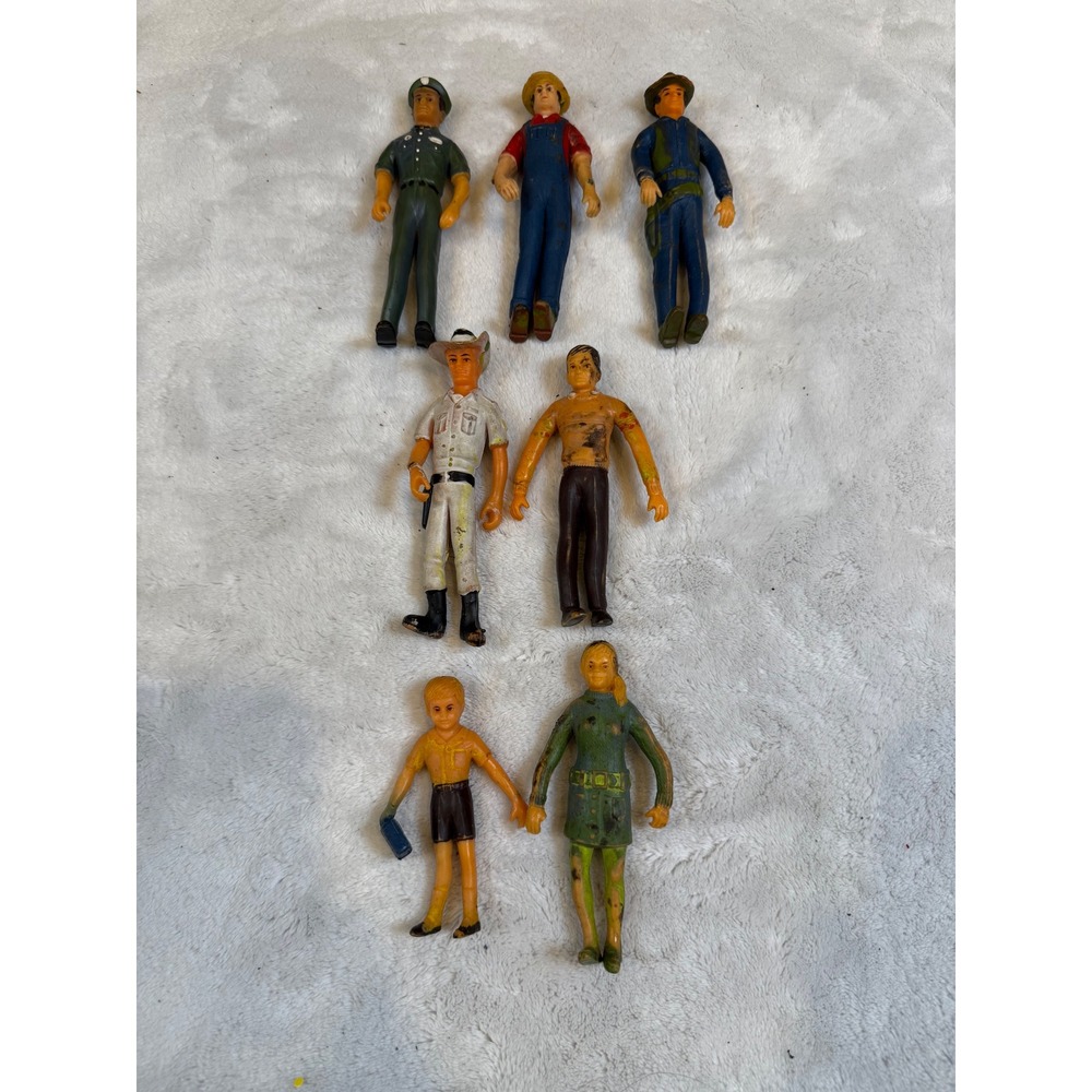 Vintage 1968 Buddy L Plastic Action Figures Lot of 7 Hong Kong Mixed Characters